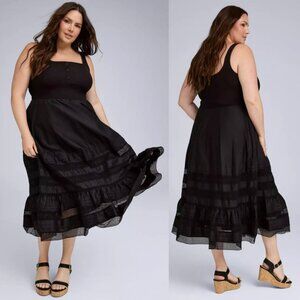 NWT Torrid 2 Black Belle Isle Tank Midi Dress 2X 18 20